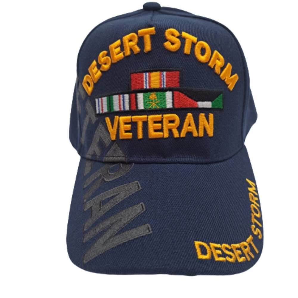 DESERT STORM VETERAN HAT MILITARY CAP BLUE WITH SHADOW